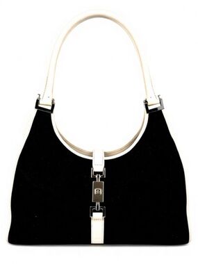 Gucci Jackie O Hobo Canvas Leather Black White Medium Vintage
